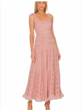 Jonathan Simkhai Blush Pink Tiered Sleeveless Maxi Dress